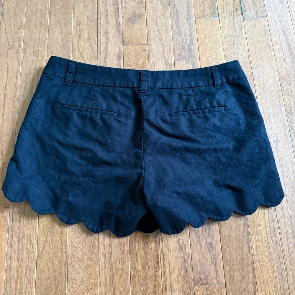 J. Crew | Preppy Summer Vacation Black Linen Blend Shorts Scallop Hems Size 10 - Picture 7 of 10